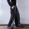 【W / W Remake】black gabardine × gray check docking slacks
