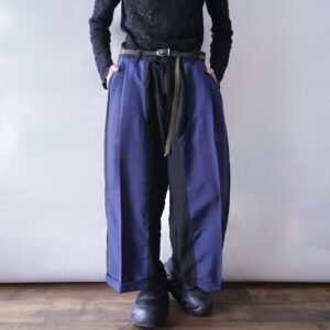 【W / W Remake】terotero black × glossy blue docking slacks