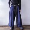 【W / W Remake】terotero black × glossy blue docking slacks