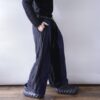 【W / W Remake】terotero black × glossy blue docking slacks
