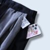 【W / W Remake】black gabardine × gray check docking slacks
