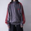 【adidas】"光沢グレーと赤のマリアージュトラックジャケット"