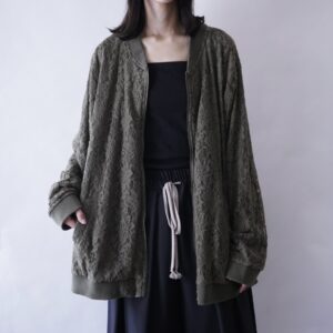 oversized moss green lace design blouson