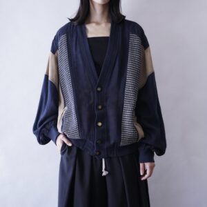 fake suede switching cardigan