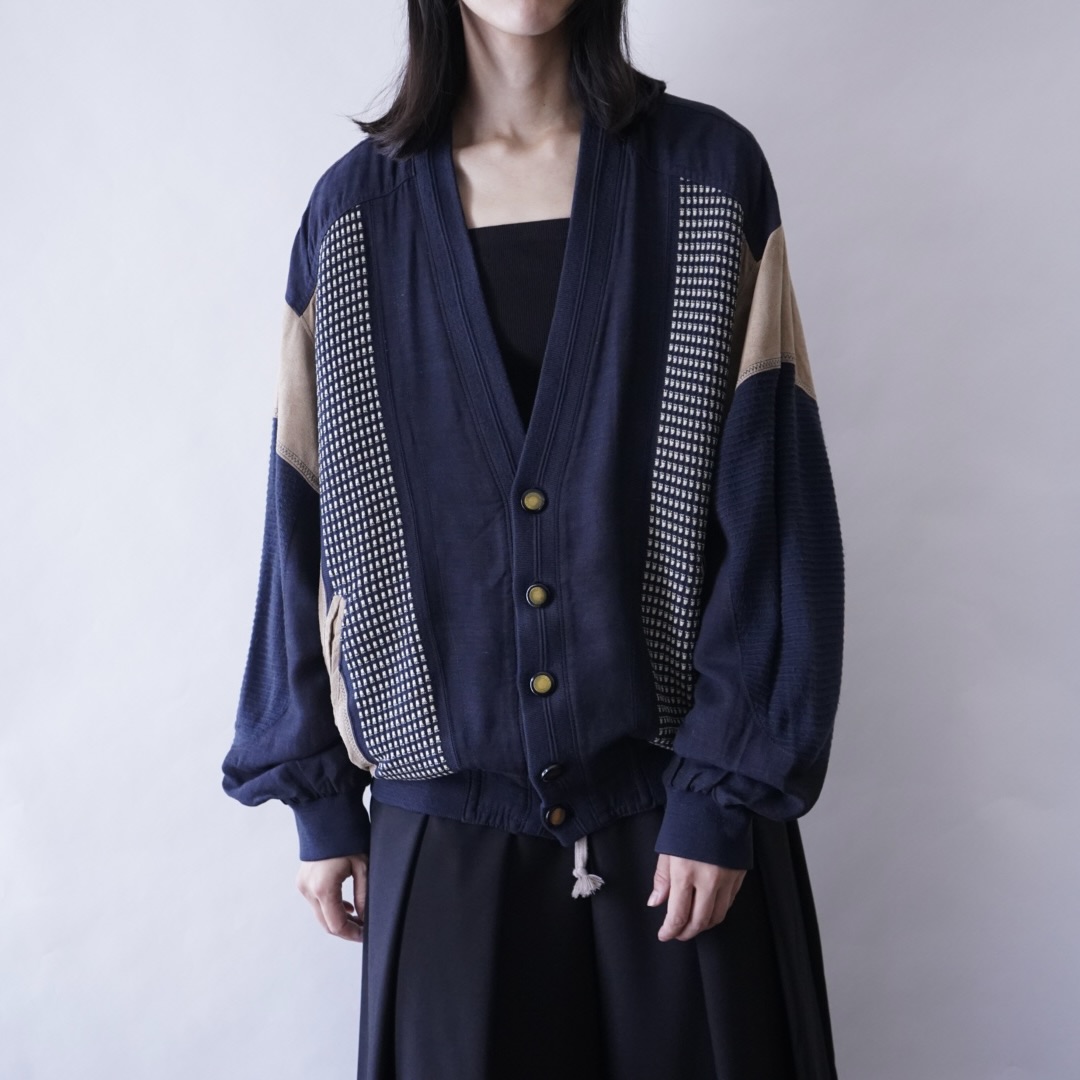 【送料無料】fake suede switching cardigan