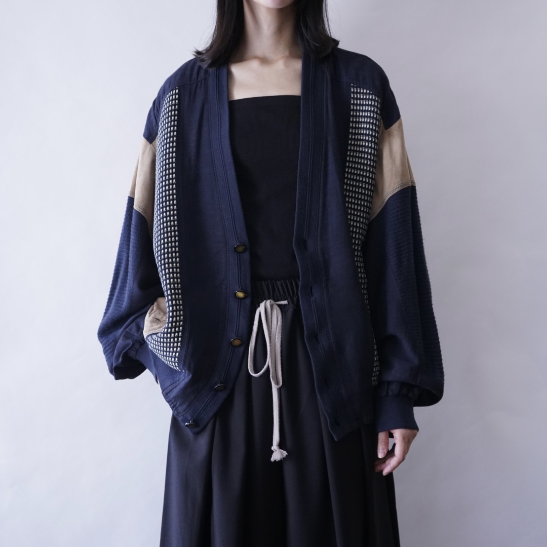 【送料無料】fake suede switching cardigan