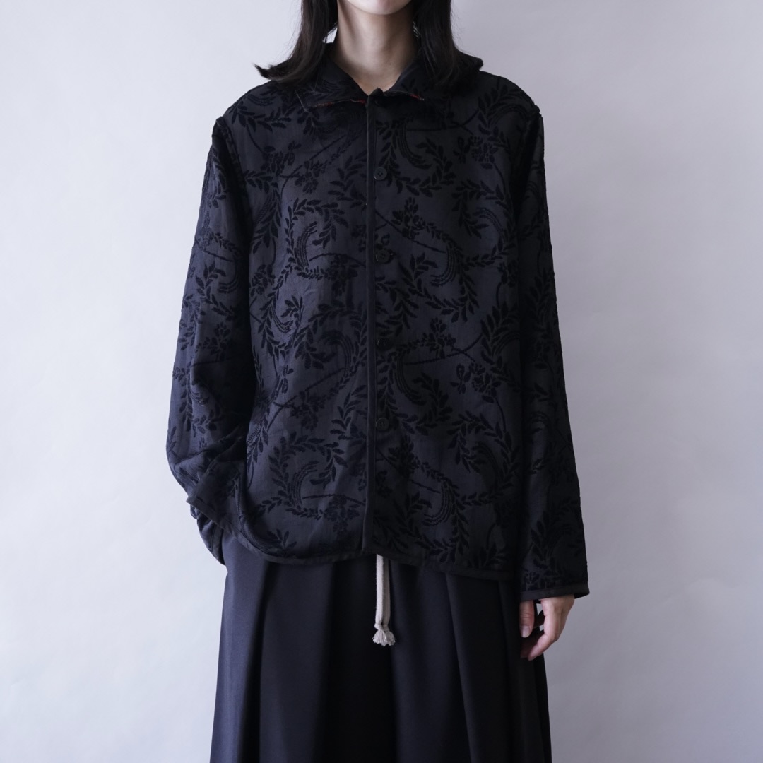 【送料無料】black × red chenille & embroidery reversible jacket