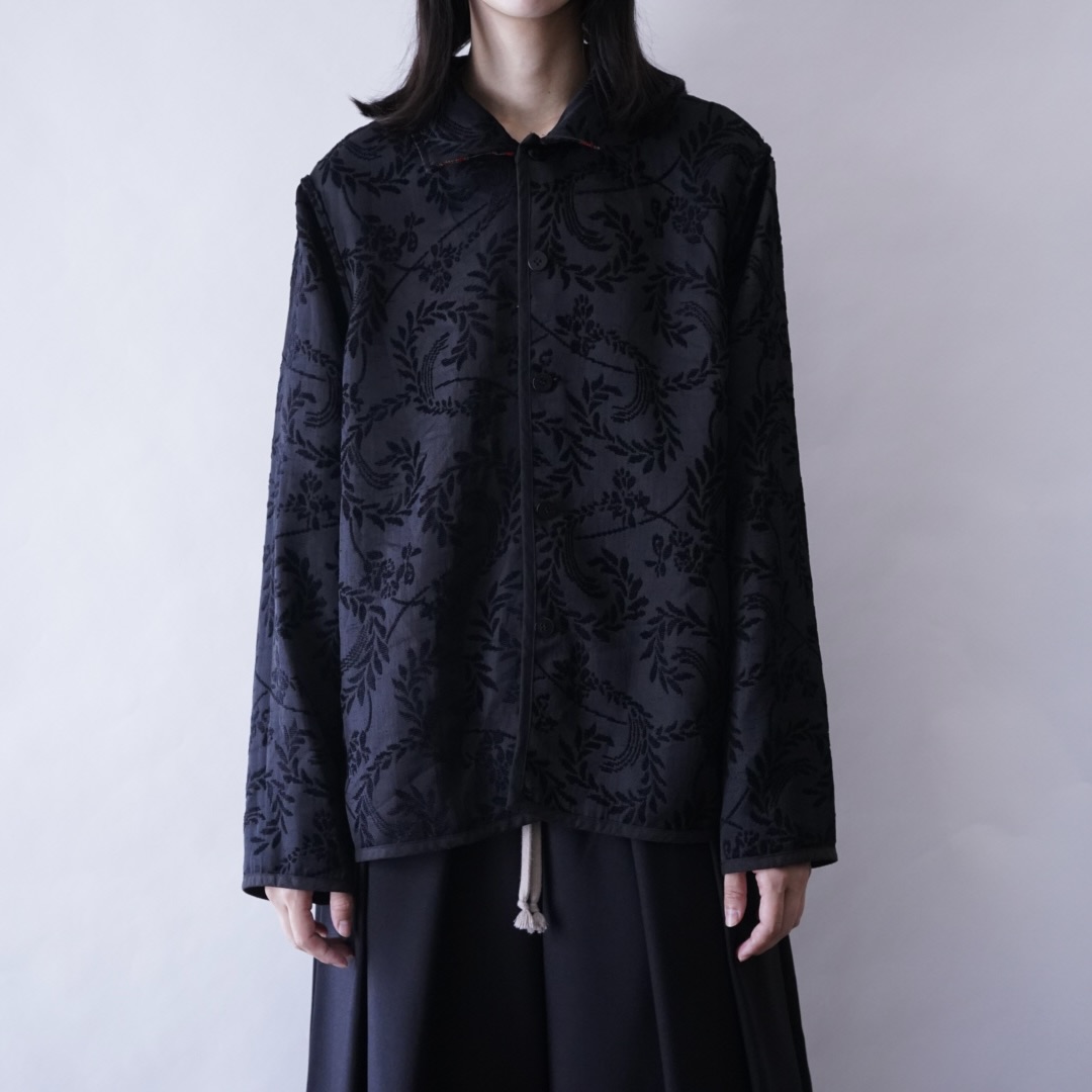 【送料無料】black × red chenille & embroidery reversible jacket