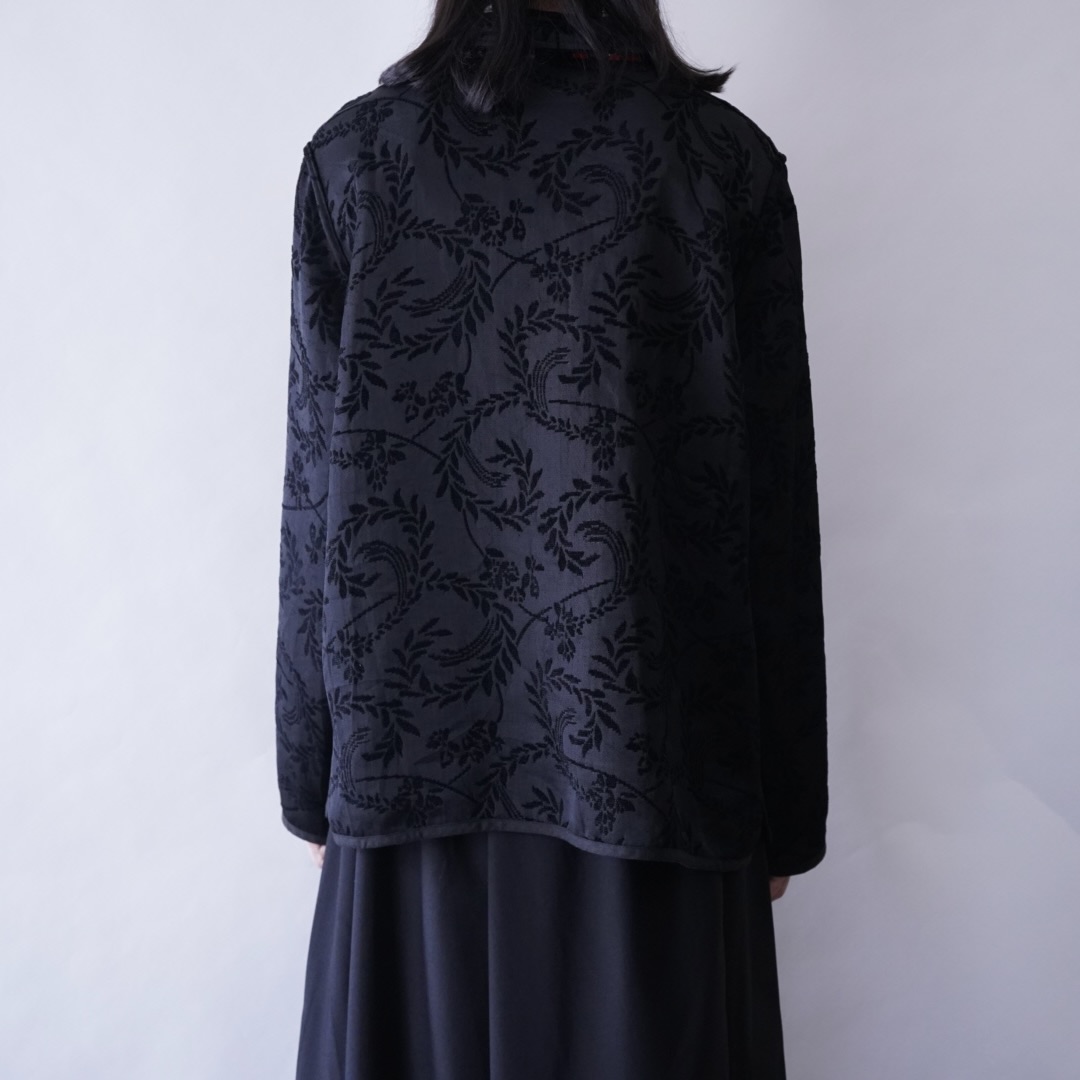 【送料無料】black × red chenille & embroidery reversible jacket