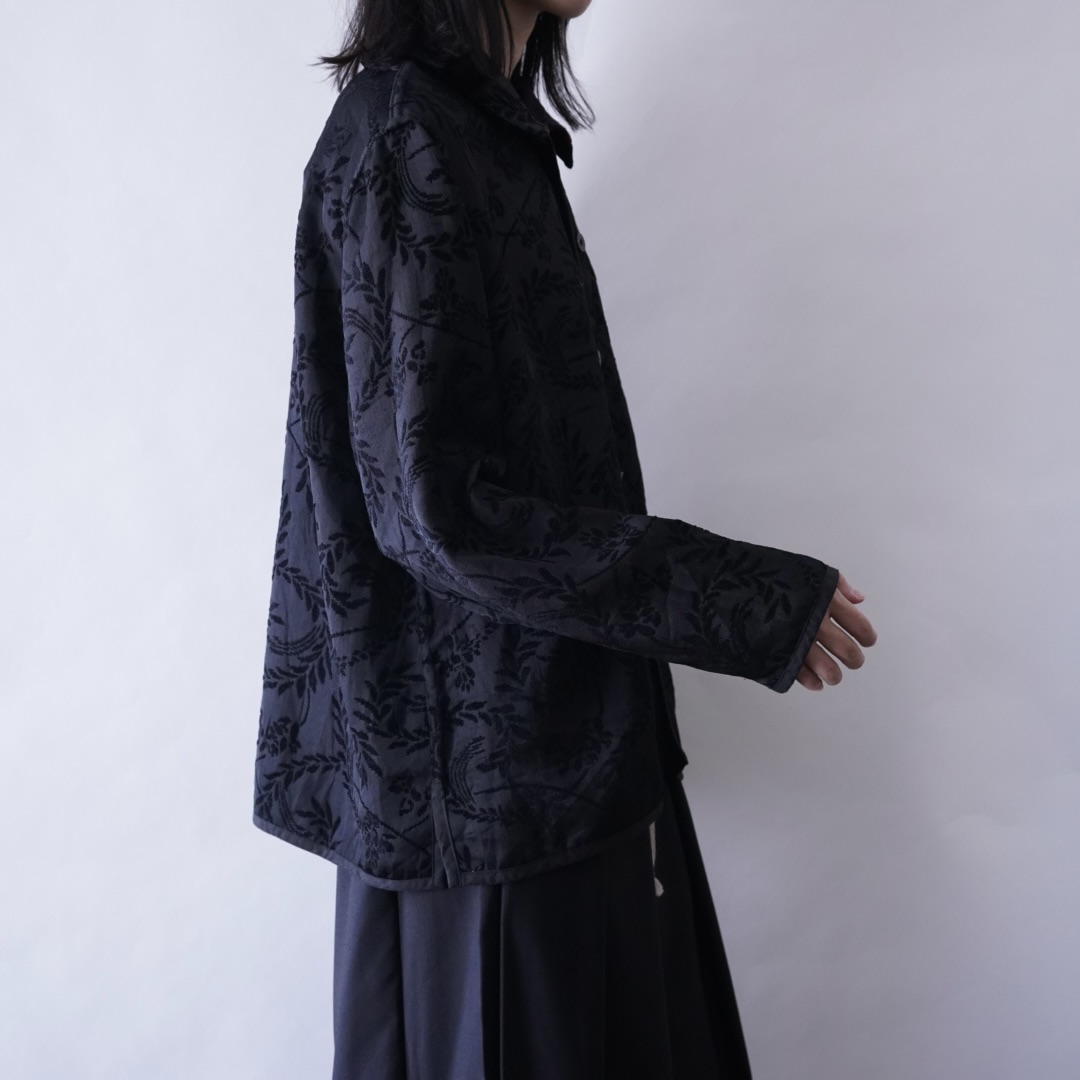 【送料無料】black × red chenille & embroidery reversible jacket
