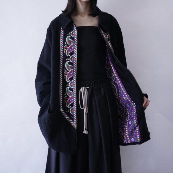 【BOB MACKIE】oversized embroidery design fake suede quilting jacket