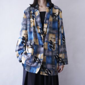 oversized pale tone art graphic easy jacket