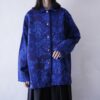 oversized 2XL blue × black elegant pattern jacket