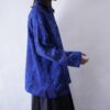 oversized 2XL blue × black elegant pattern jacket