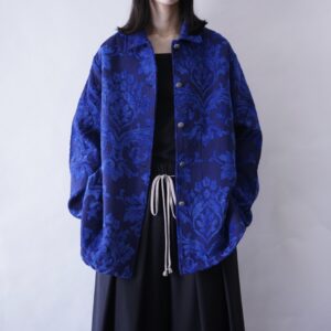 oversized 2XL blue × black elegant pattern jacket