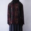 mode black × red pattern & embroidery design drape jacket