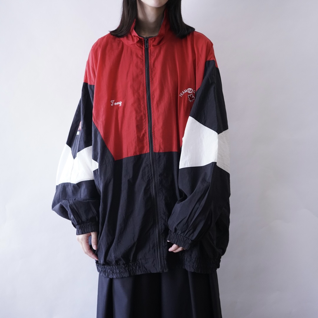 monster oversized switching nylon jacket