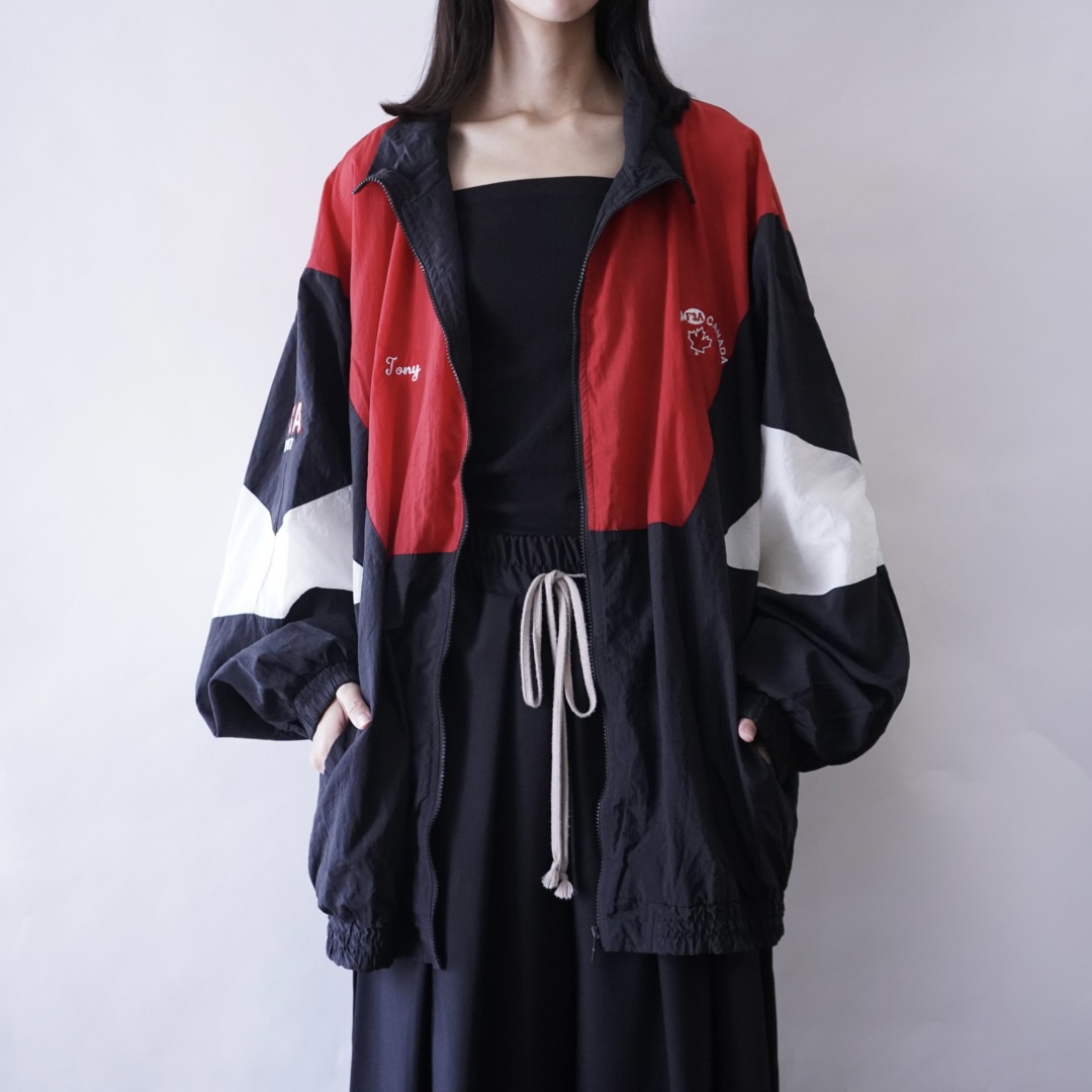 monster oversized switching nylon jacket