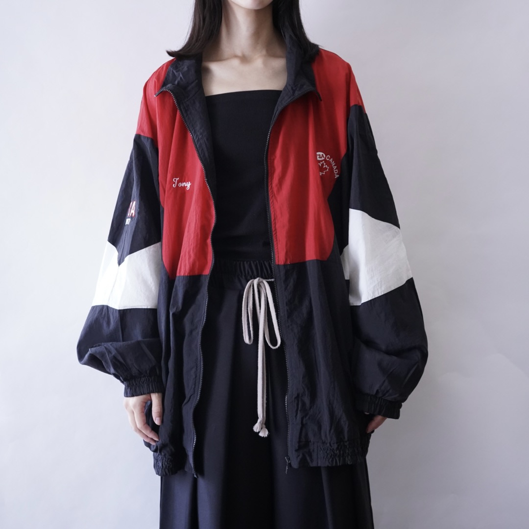 monster oversized switching nylon jacket