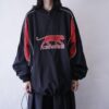 black × red panther motif pullover