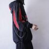 black × red panther motif pullover