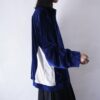 glossy blue × white velours track jacket