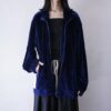 glossy blue × white velours track jacket