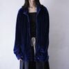 glossy blue × white velours track jacket