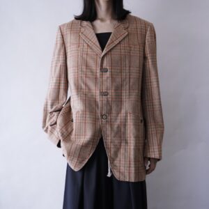 vintage check pattern tailoerd jacket