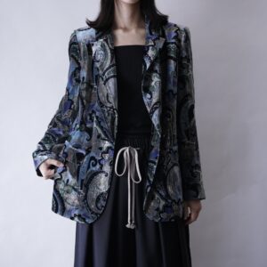 glossy paisley pattern velours tailored jacket