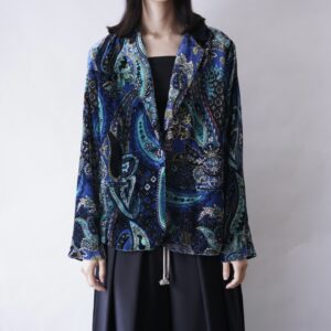 full graphic paisley pattern glossy easy tailoerd jacket