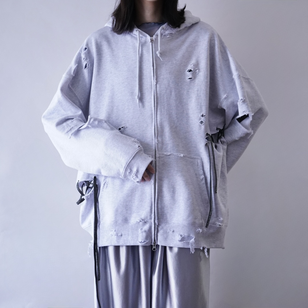 【Remake / Lace-up】asymmetry side lace up parka