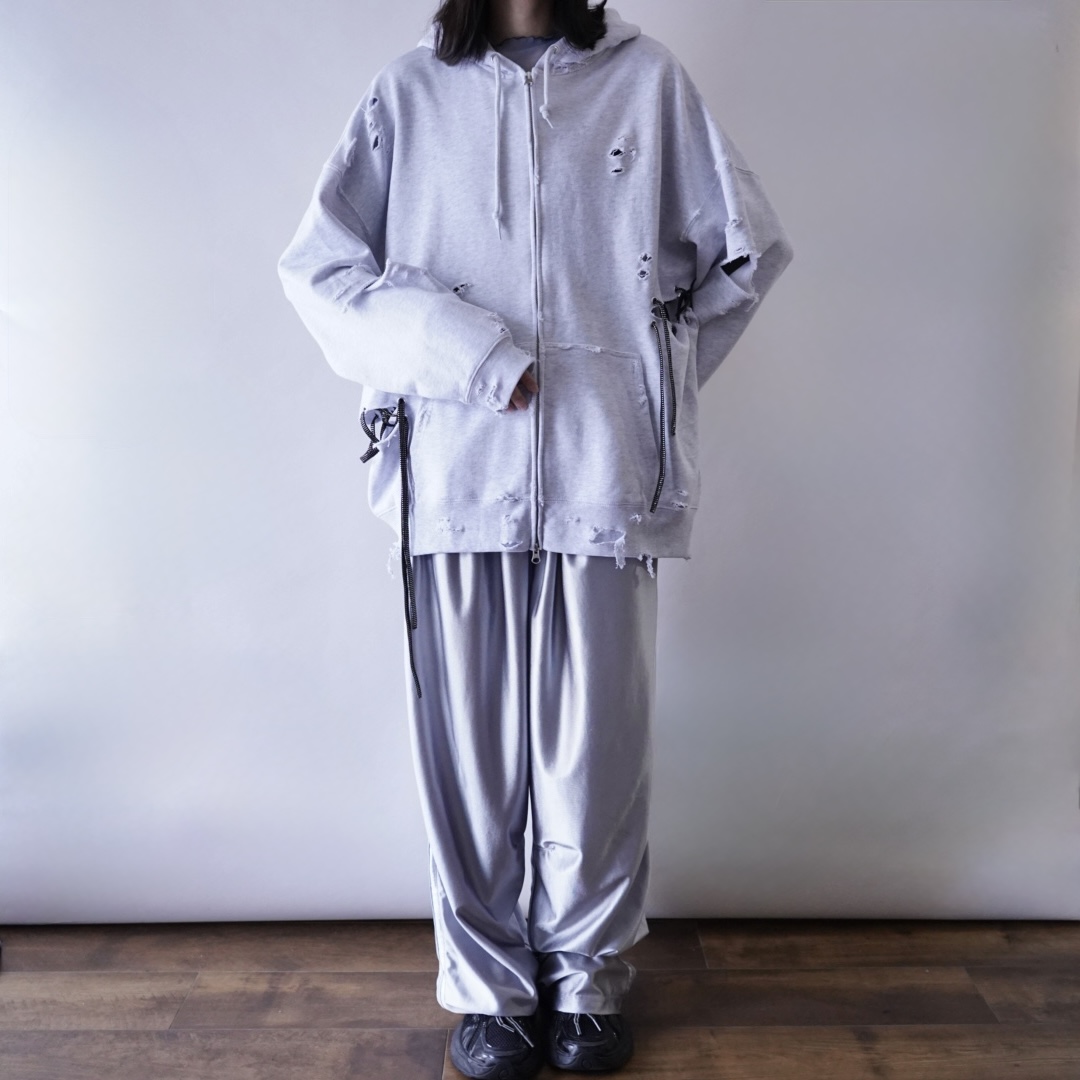 【Remake / Lace-up】asymmetry side lace up parka