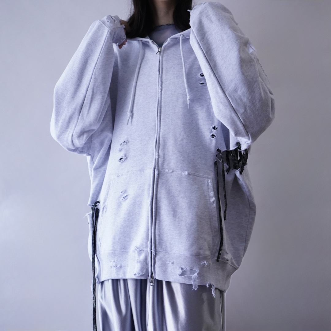 【Remake / Lace-up】asymmetry side lace up parka