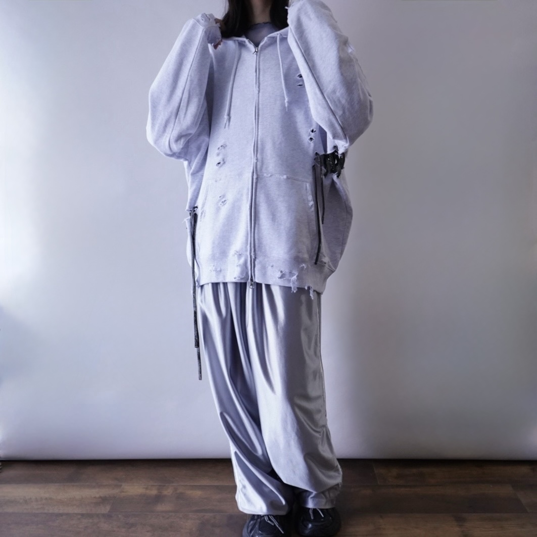 【Remake / Lace-up】asymmetry side lace up parka