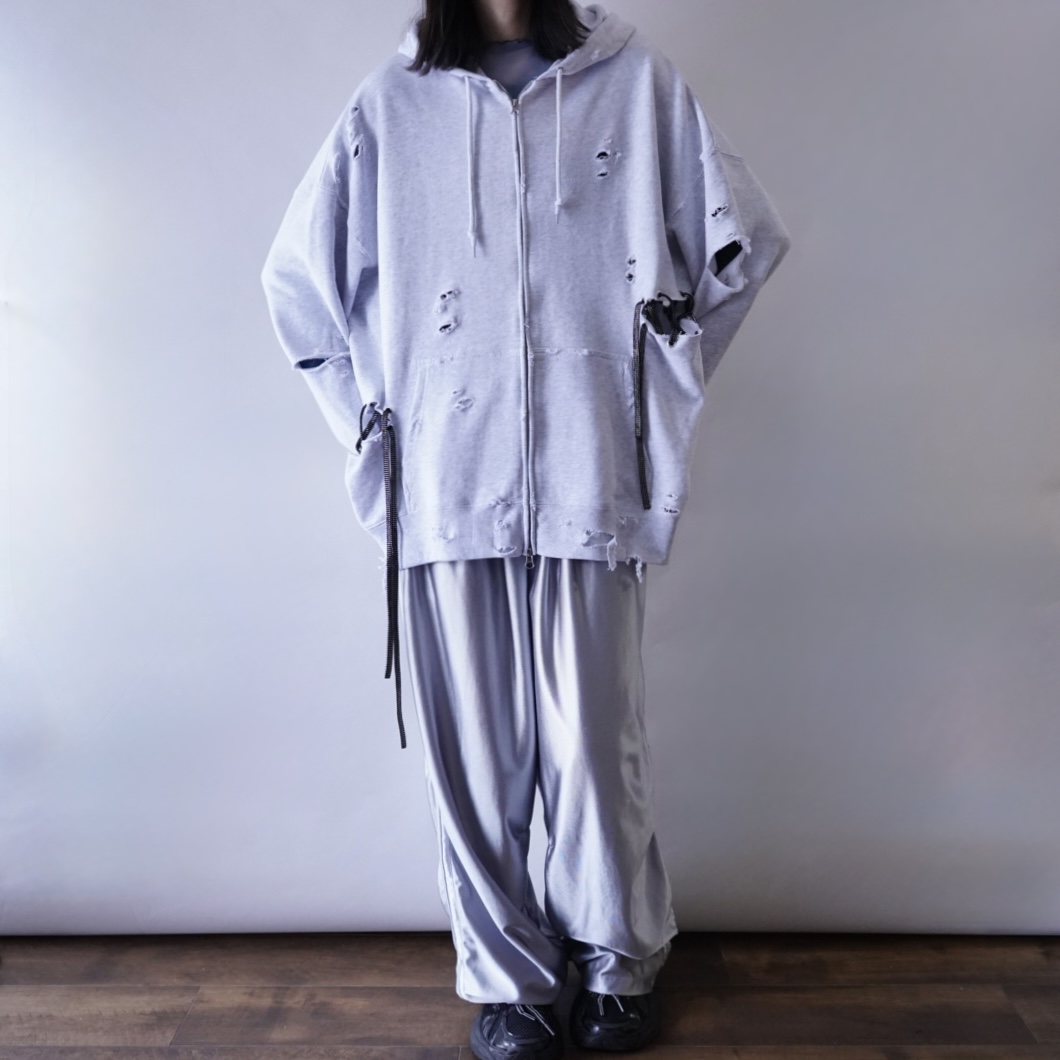 【Remake / Lace-up】asymmetry side lace up parka