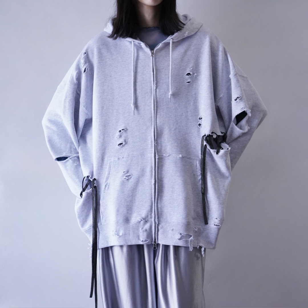 【Remake / Lace-up】asymmetry side lace up parka