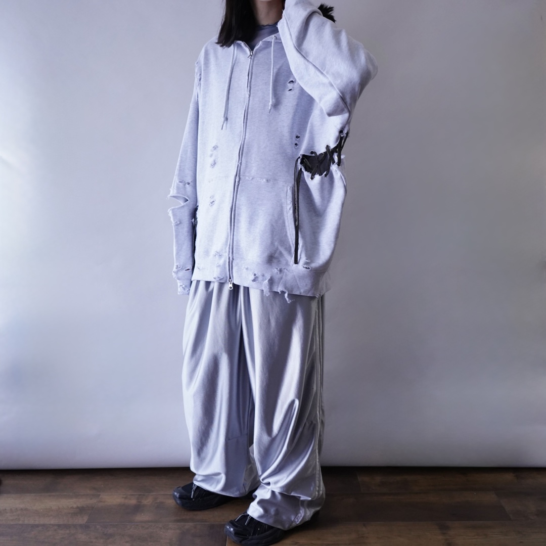 【Remake / Lace-up】asymmetry side lace up parka