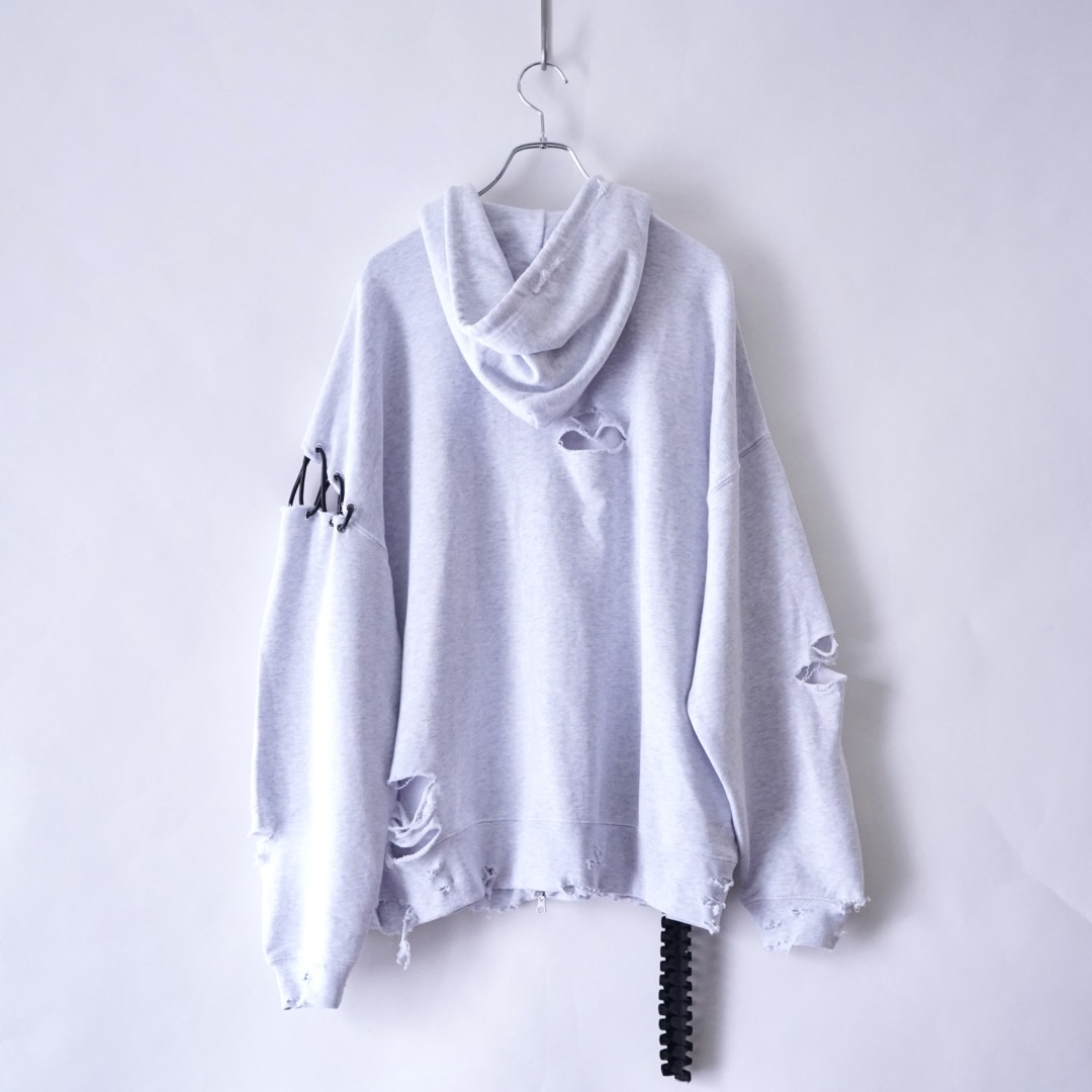 【Remake / Lace-up】asymmetry shoulder & frill lace up parka