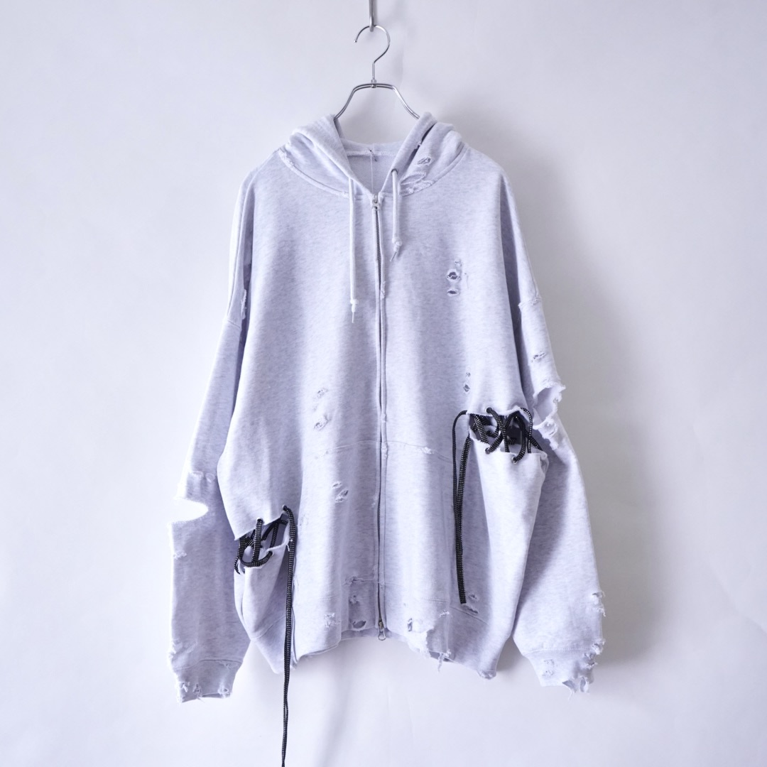 【Remake / Lace-up】asymmetry side lace up parka