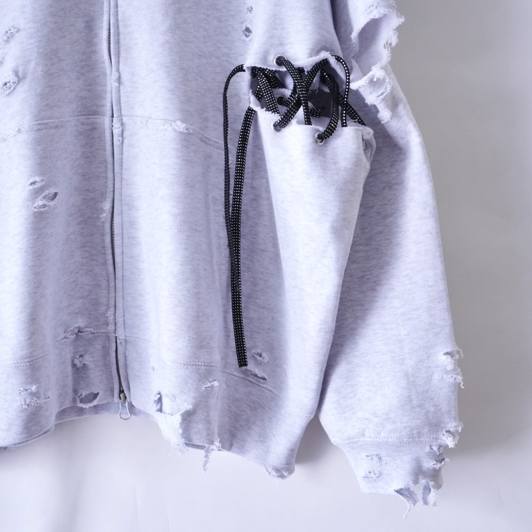 【Remake / Lace-up】asymmetry side lace up parka