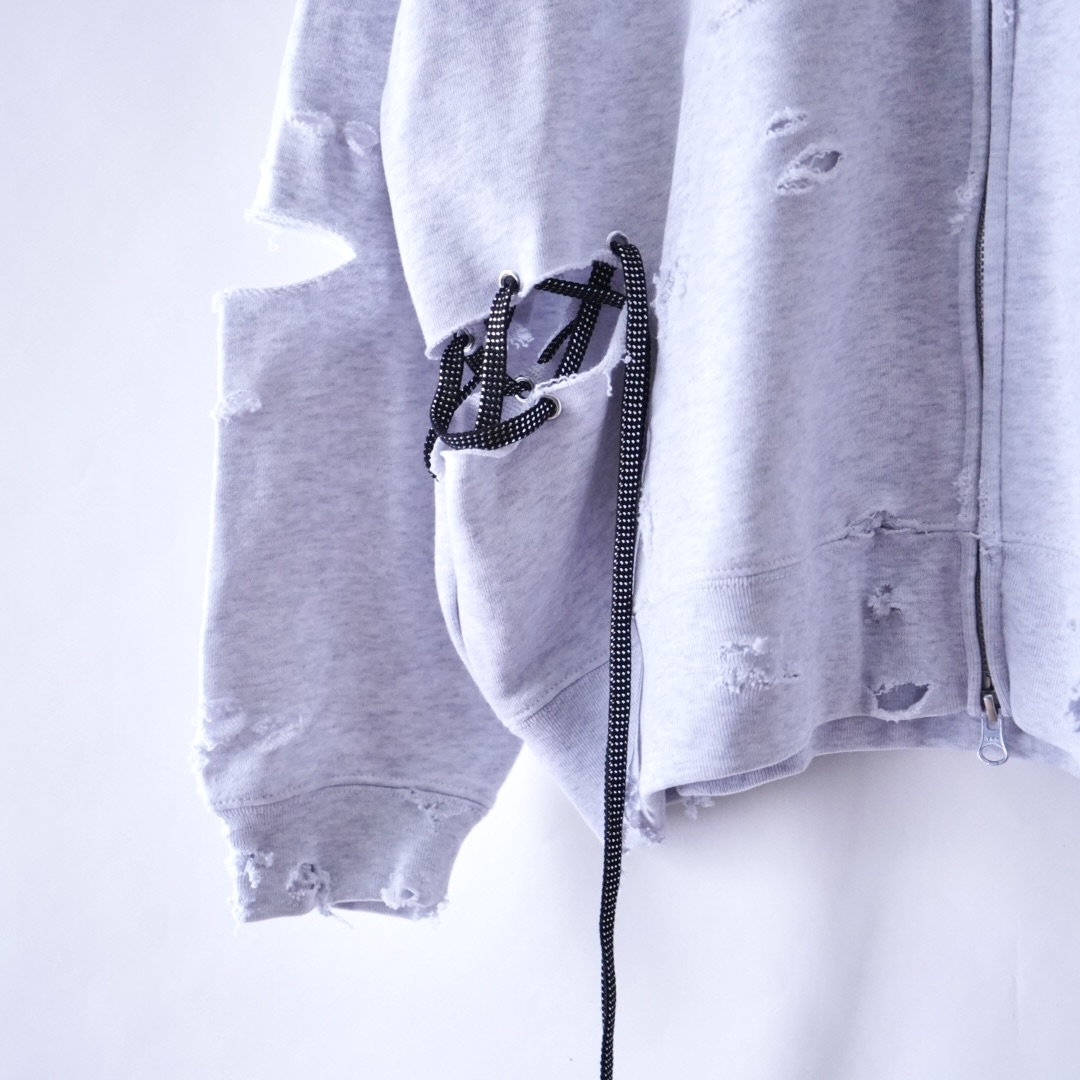 【Remake / Lace-up】asymmetry side lace up parka