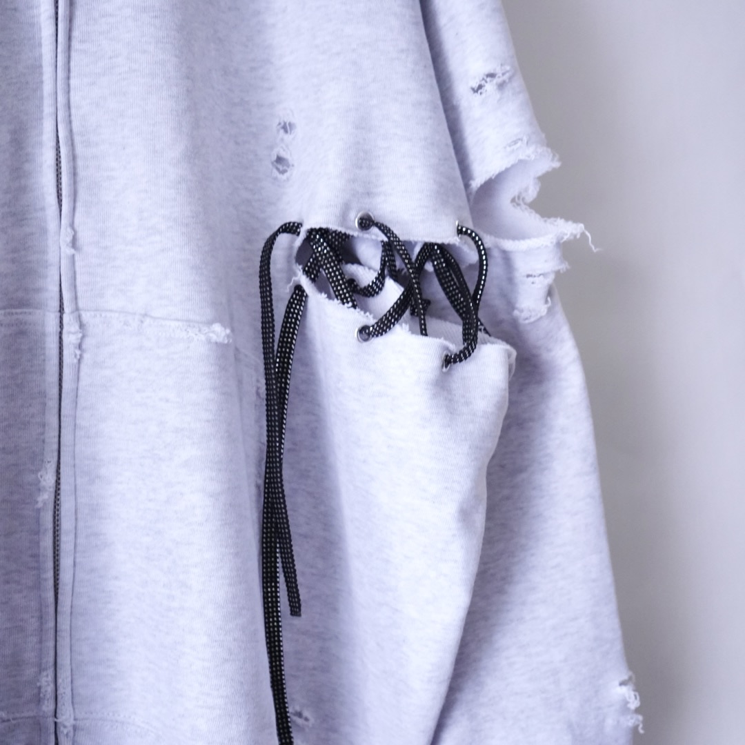 【Remake / Lace-up】asymmetry side lace up parka