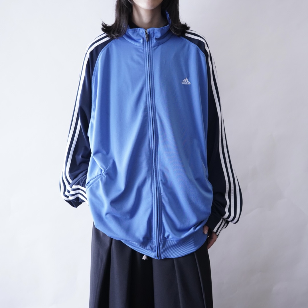 【adidas】oversized sax blue × navy track jacket