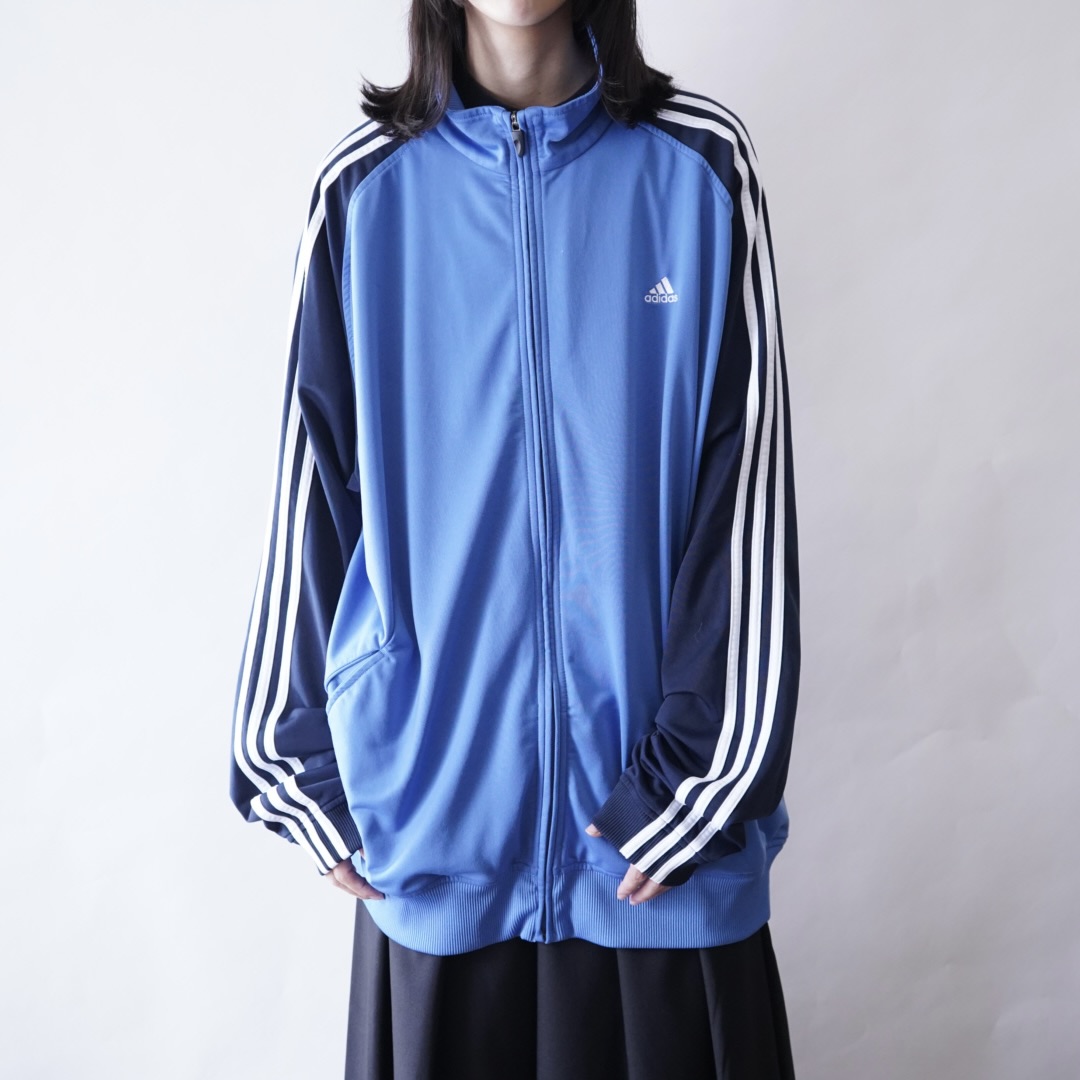 【adidas】oversized sax blue × navy track jacket