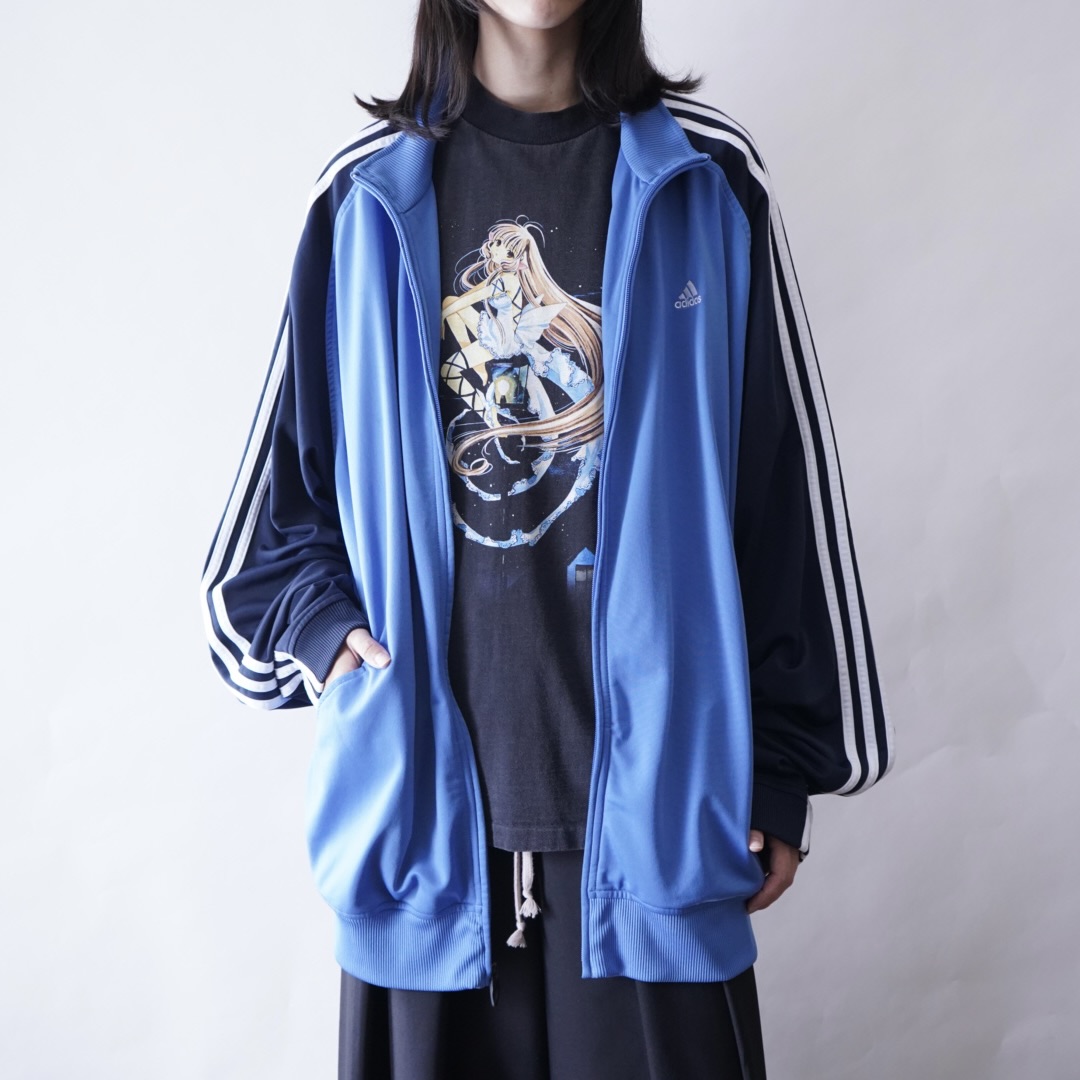 【adidas】oversized sax blue × navy track jacket