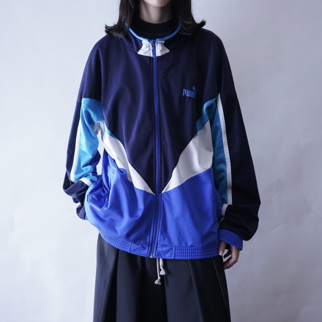【puma】oversized beautiful blue switching track jacket