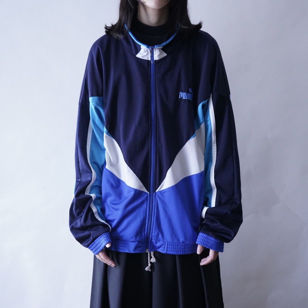【puma】oversized beautiful blue switching track jacket