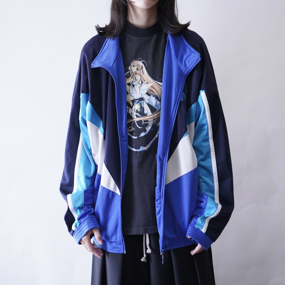 【puma】oversized beautiful blue switching track jacket
