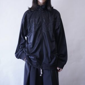 【SEAN JOHN】oversized black × glossy black line design track jacket